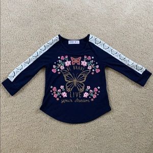 Girls Size 5 Navy Blue Long Sleeve Shirt